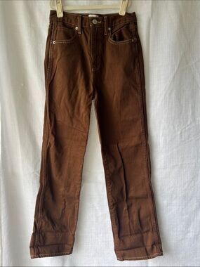 Sunday Best Aritzia Brown Straight Jeans with Contrast Piping 100% Cotton Size 0